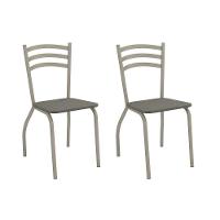 Kit 2 Cadeiras De Cozinha Portugal 2c007nk Aço 2 Un Niquel-linho Escuro - Kappesberg - 1