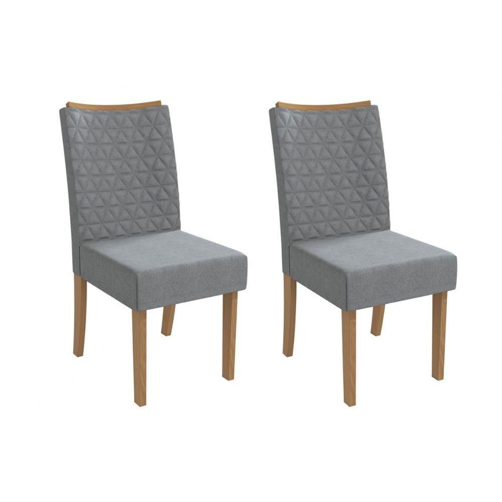 Kit 2 Cadeiras Sala Jantar Rosa 2cad129 Madeirado 2 Un Canela-linho Grafite - Kappesberg - 1