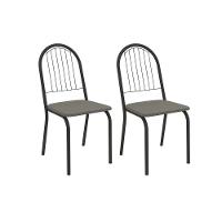 Kit 2 Cadeiras De Cozinha Noruega 2c077prf Aço 2 Un Preto-linho Escuro - Kappesberg - 1