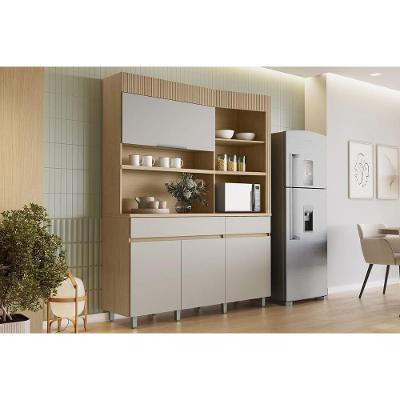 Cozinha Compacta Realeza C- 4 Portas 5 Nichos E 2 Gavetas 160cm Carvalho-greice - Nesher