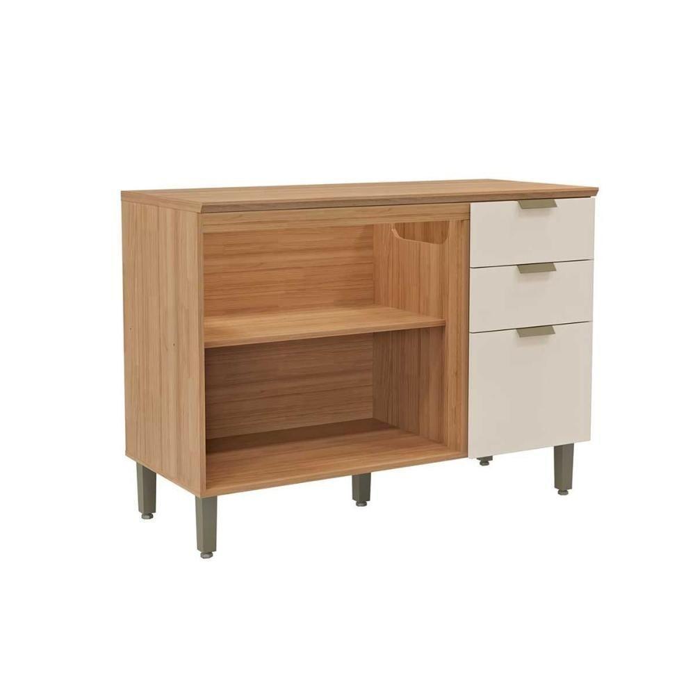 Gabinete De Cozinha Modulado C- Tampo Selena C- 3 Porta E 2 Gavetas 120cm Jequitiba-off White Fosco - Linea Brasil - 4