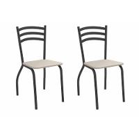 Cadeira Sala De Jantar Portugal 2c007prf Aço Kit 2 Un Preto-ano Bege - Kappesberg - 1