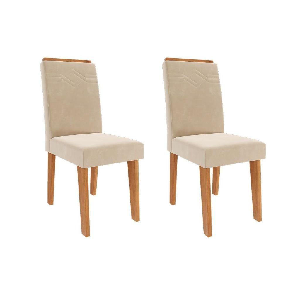 Kit 2 Cadeiras Sala Jantar Taís 2 Un Cinamomo-suede Nude Bege - Cimol - 1