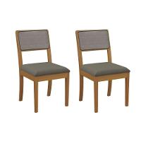 Kit 2 Cadeiras Sala Jantar Lola 2cmm001ca Premium Madeira Maciça 2 Un Carvalho-linho Escuro-tela Grafite - Kappesberg - 1