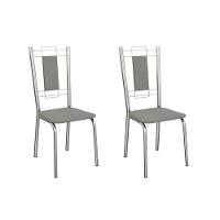 Kit 2 Cadeiras De Cozinha Florença 2c005cr Aço 2 Un Cromado-boucle Cinza - Kappesberg - 1