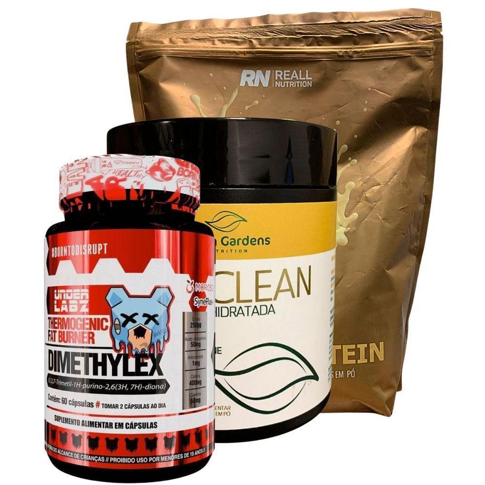 Kit Termogênico Dimethylex + Creatina 300g + Whey 100% Puro Sabor Sorvete De Baunilha - 1