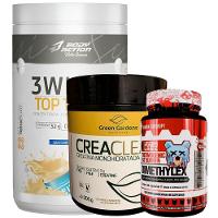 Kit 3whey Top Taste Body Action + Creatina 300g + Dimethylex Sabor Leite Condensado - 1