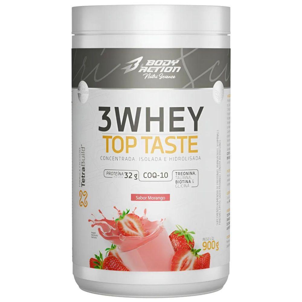 Kit 3whey Top Taste Body Action + Creatina 300g + Dimethylex Sabor Morango - 2