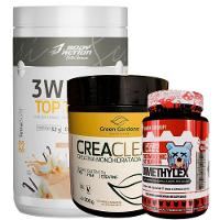 Kit 3whey Top Taste Body Action + Creatina 300g + Dimethylex Sabor Baunilha - 1