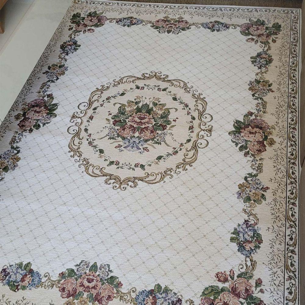 Tapete Sala Antiderrapante Floral Jasmin 01 Bege 1,00x1,50m - 2