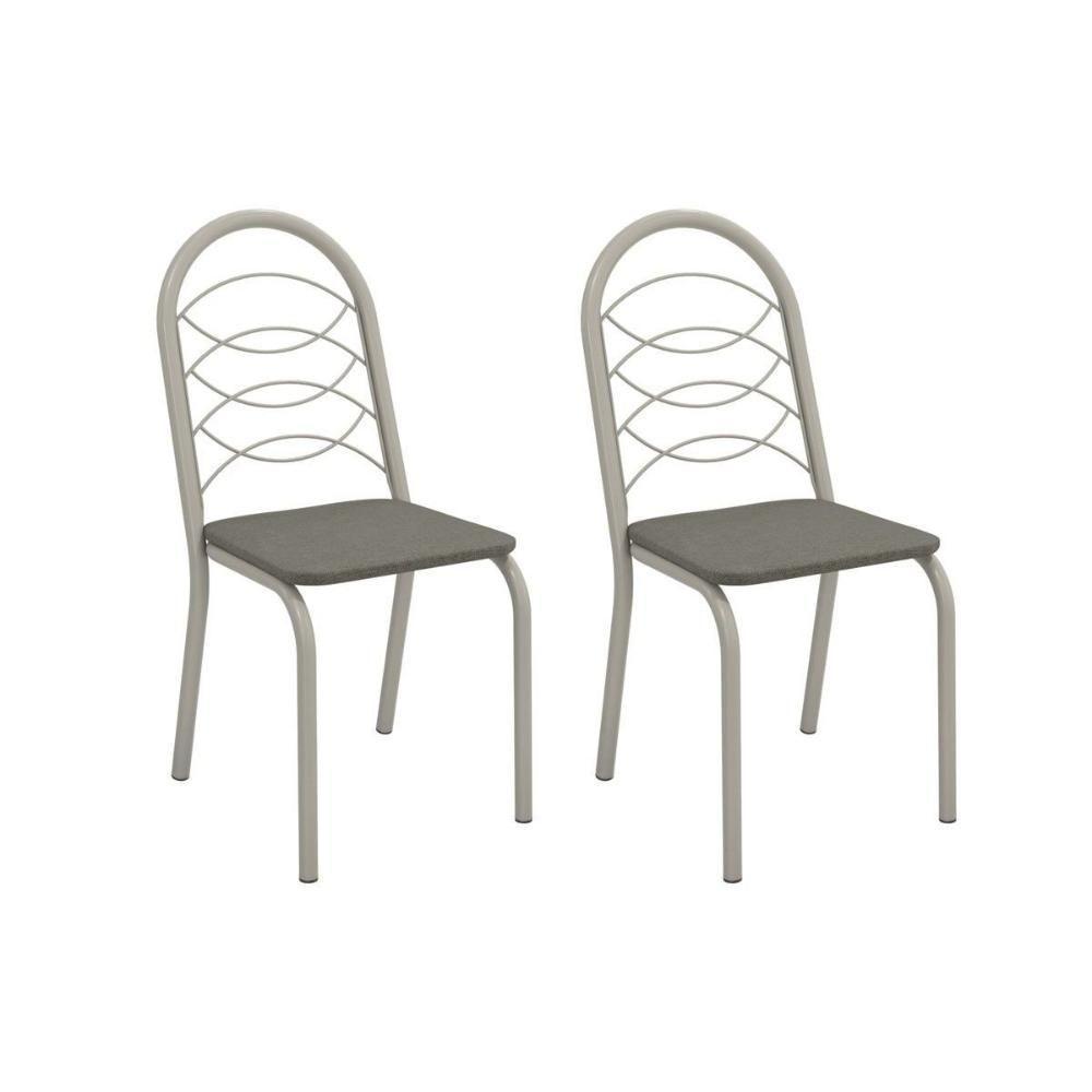 Kit 2 Cadeiras Sala Jantar Holanda 2c009nk Aço 2 Un Niquel-linho Escuro - Kappesberg - 1