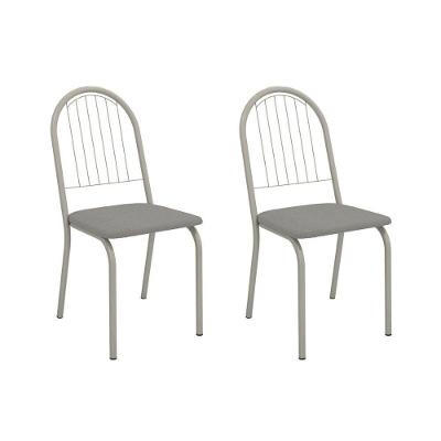 Kit 2 Cadeiras Sala Jantar Noruega 2c077nk Aço 2 Un Niquel-boucle Cinza - Kappesberg