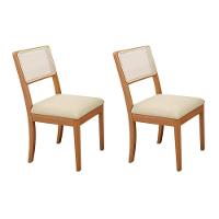 Kit 2 Cadeiras De Cozinha Lola 2cmm004ca Premium Madeira Maciça 2 Un Carvalho-linho Bege Argila-tela Bege - Kappesberg - 1