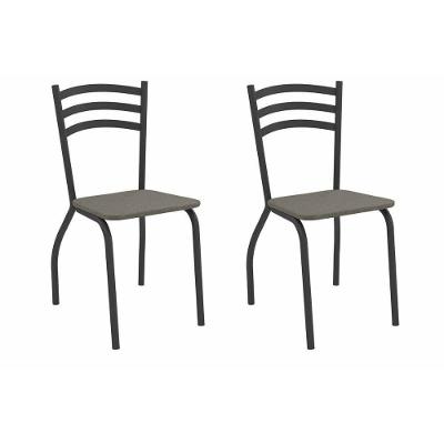 Cadeira Sala De Jantar Portugal 2c007prf Aço Kit 2 Un Preto-linho Escuro - Kappesberg