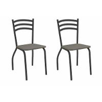 Cadeira Sala De Jantar Portugal 2c007prf Aço Kit 2 Un Preto-linho Escuro - Kappesberg - 1