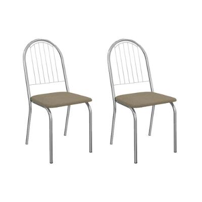Cadeira De Cozinha Noruega 2c077cr Aço Kit 2 Un Cromado-boucle Bege Fendi - Kappesberg
