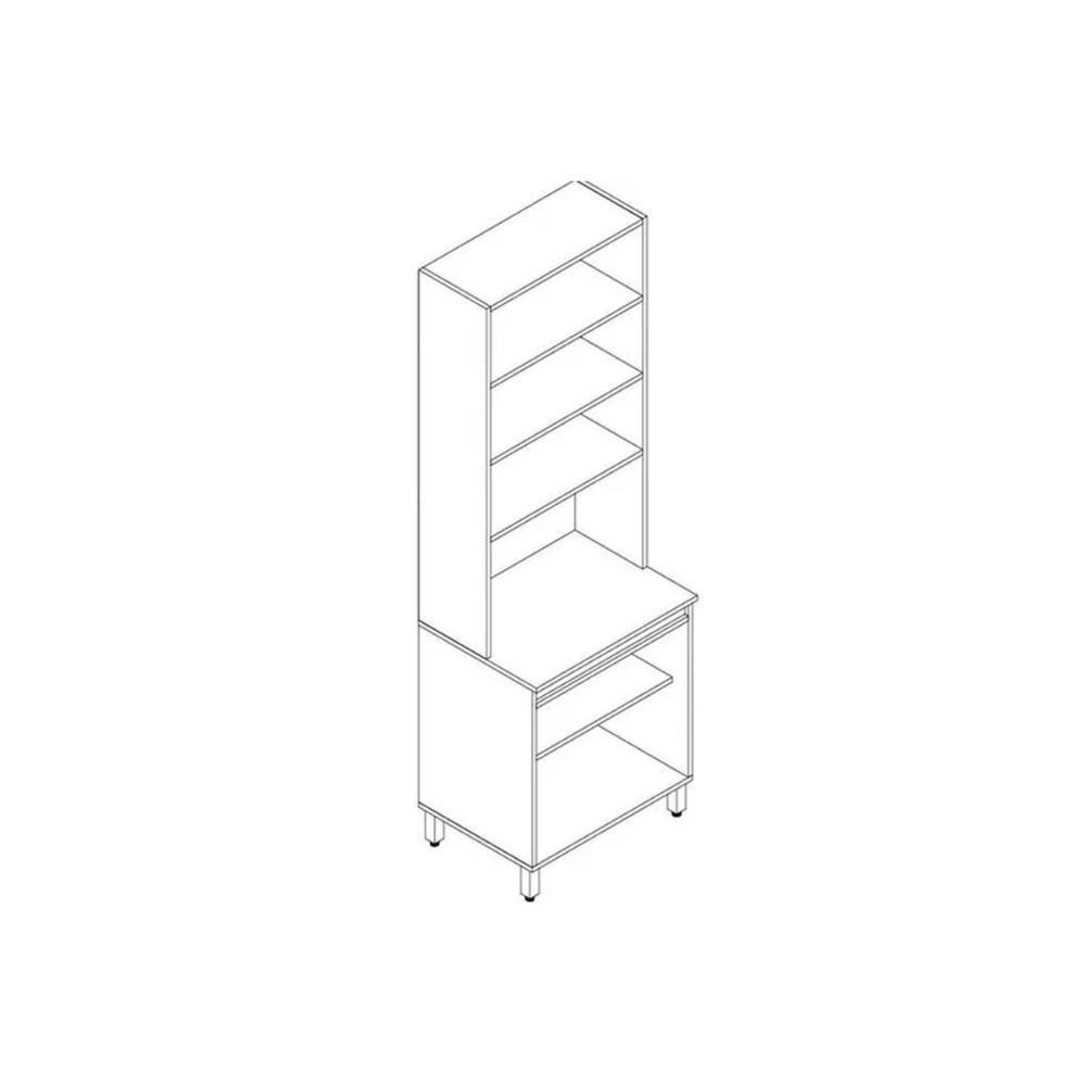 Cristaleira De Cozinha Rebeca C- 4 Portas ( 2 C- Vidro ) 70cm Mel-avelã - Movelbento - 4