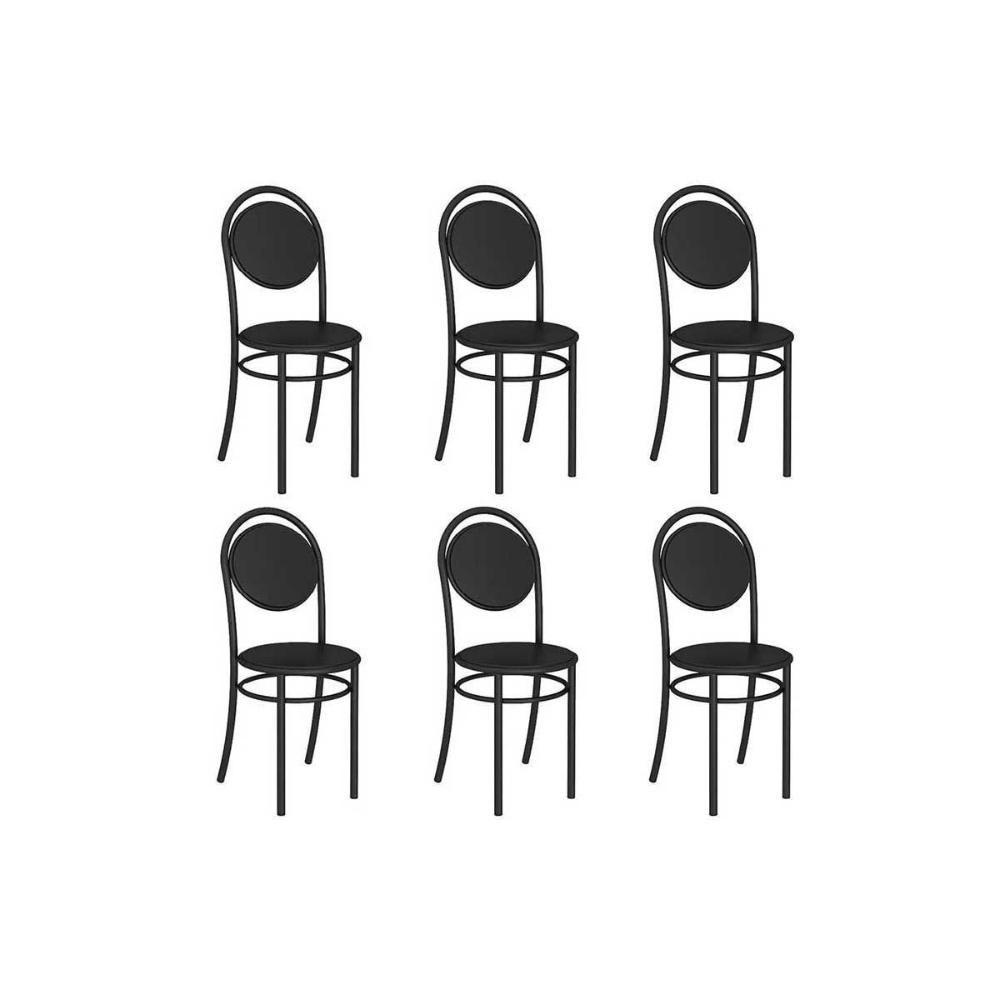 Cadeira Sala De Jantar 190 Aço Kit 6 Uni Preto-courano Preto - Carraro - 1