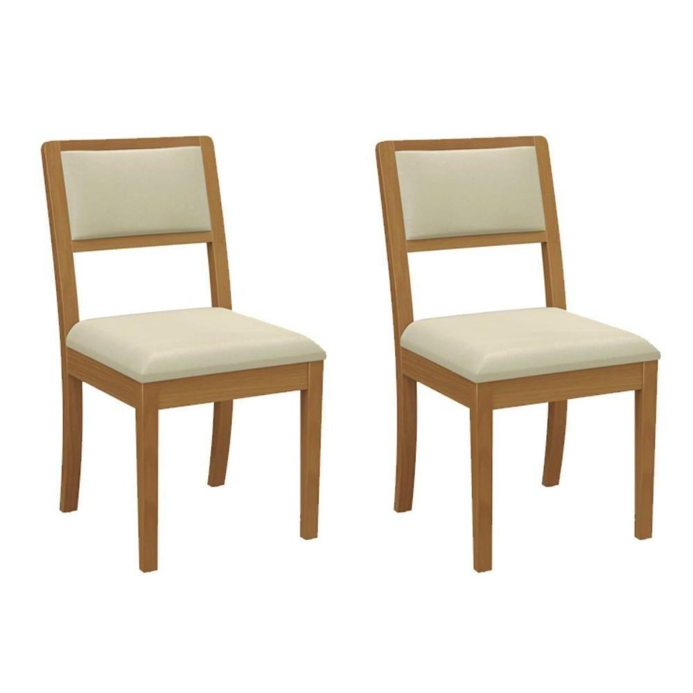 Kit 2 Cadeiras Sala Jantar Alice 2cmm003ca Premium Madeira Maciça 2 Un Carvalho-linho Bege Argila - Kappesberg - 1