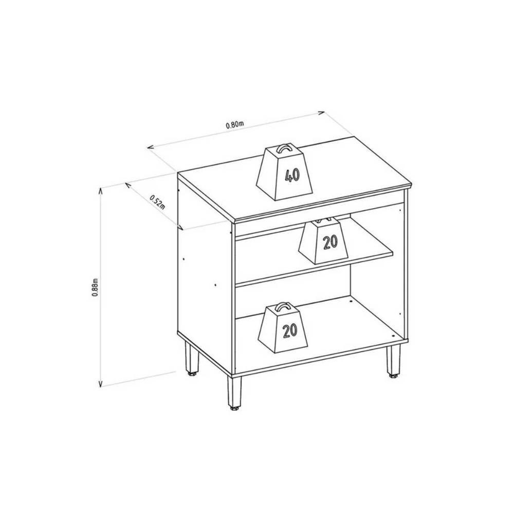 Gabinete De Cozinha Modulado C- Tampo Selene C- 2 Portas 80cm Jequitiba-off White Fosco - Linea Brasil - 2
