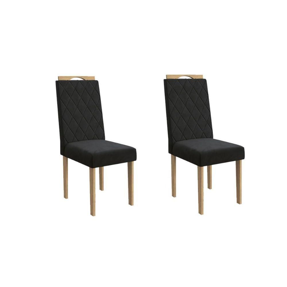 Cadeira De Cozinha Camélia 2cad153 Madeirado Kit 2 Un Carvalho-suede Preto - Kappesberg - 4
