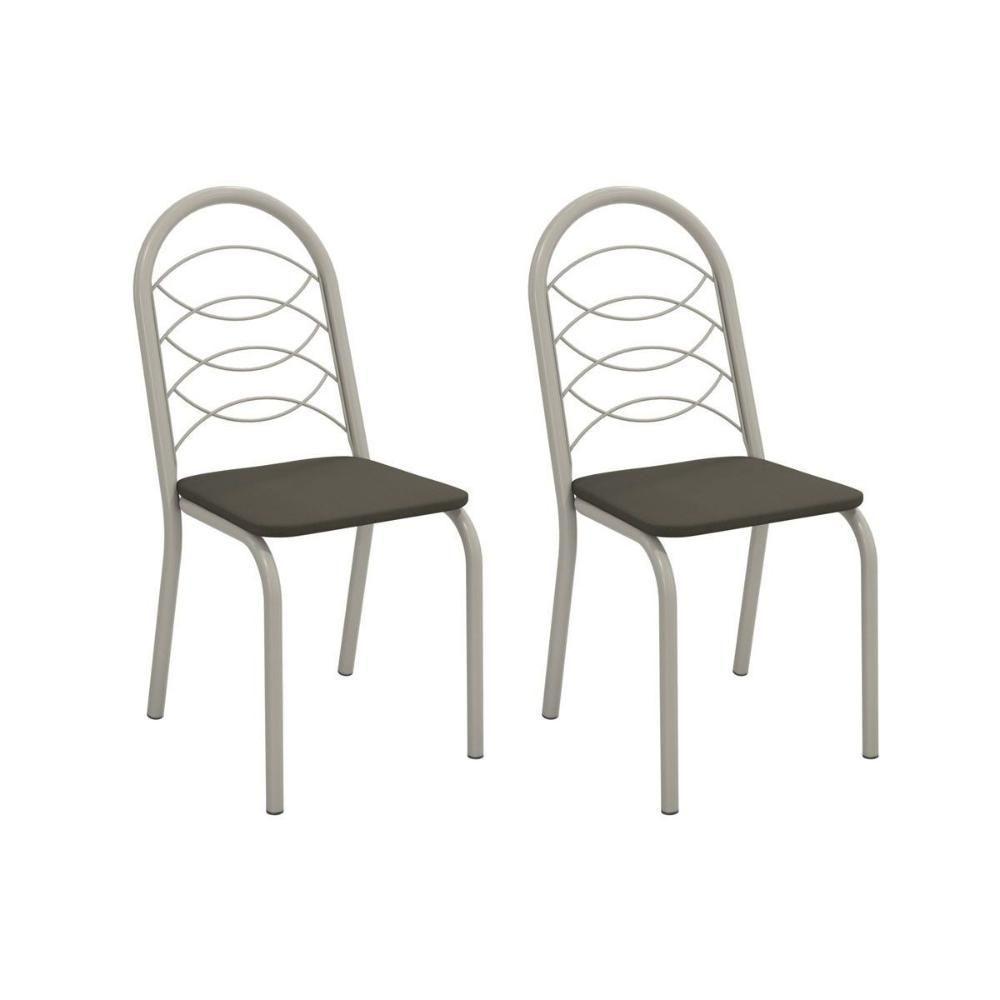 Kit 2 Cadeiras Sala Jantar Holanda 2c009nk Aço 2 Un Niquel-suede Escuro - Kappesberg - 1