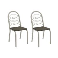 Kit 2 Cadeiras Sala Jantar Holanda 2c009nk Aço 2 Un Niquel-suede Escuro - Kappesberg - 1