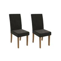 Cadeira De Cozinha Dália 2cad131 Madeirado Kit 2 Un Canela-suede Grafite - Kappesberg - 1