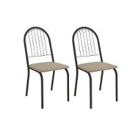Kit 2 Cadeiras De Cozinha Noruega 2c077prf Aço 2 Un Preto-linho Bege Fendi - Kappesberg - 1
