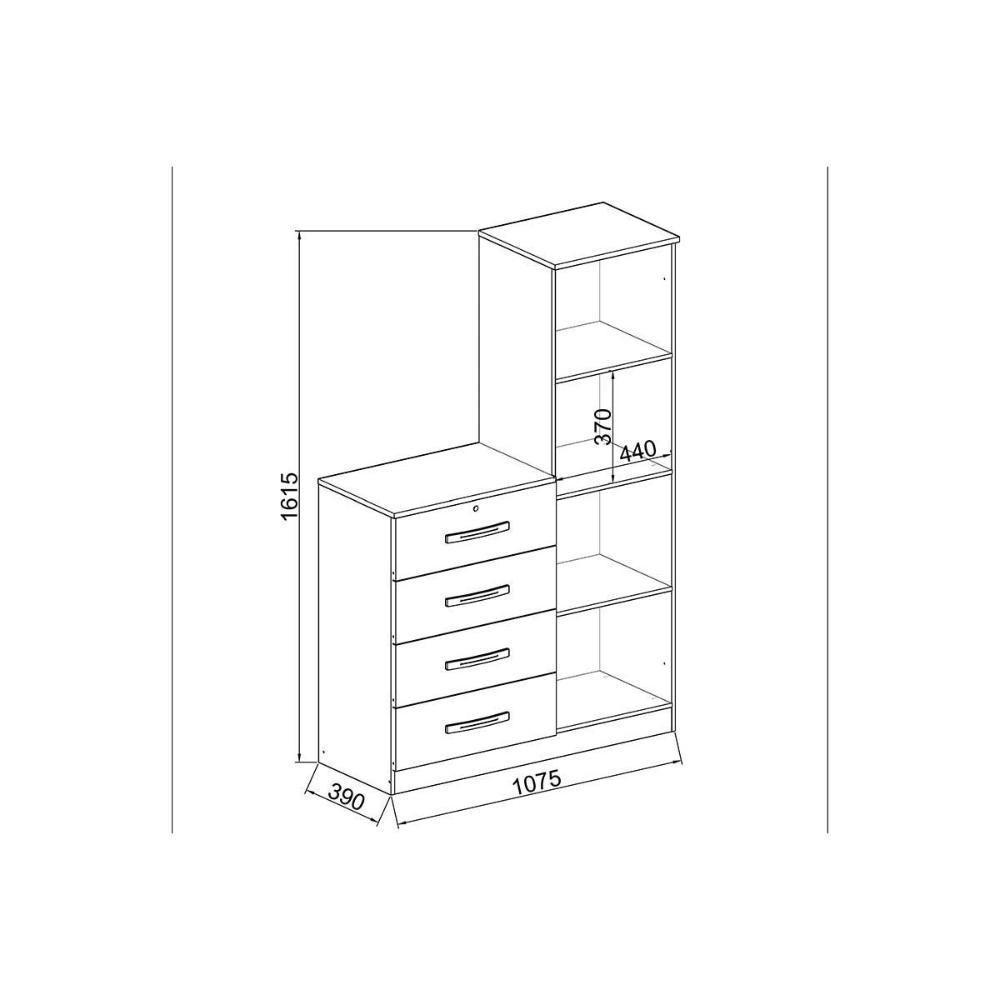 Cômoda Juvenil Aurora 1 Porta E 4 Gavetas Freijo-white Laca - Genialflex - 2
