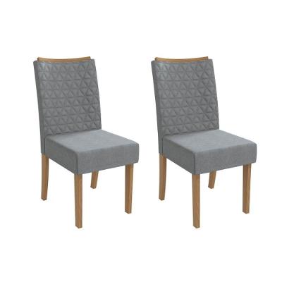 Kit 2 Cadeiras De Cozinha Rosa 2cad129 Madeirado 2 Un Canela-linho Grafite - Kappesberg