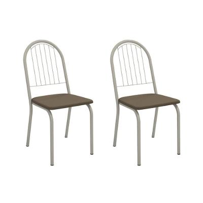 Cadeira De Cozinha Noruega 2c077nk Aço Kit 2 Un Niquel-suede Cappuccino - Kappesberg