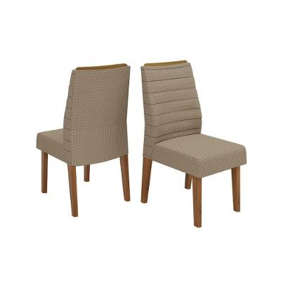 Kit 2 Cadeiras De Cozinha Ondina 2 Un Freijo-linho Bege - Dj Móveis