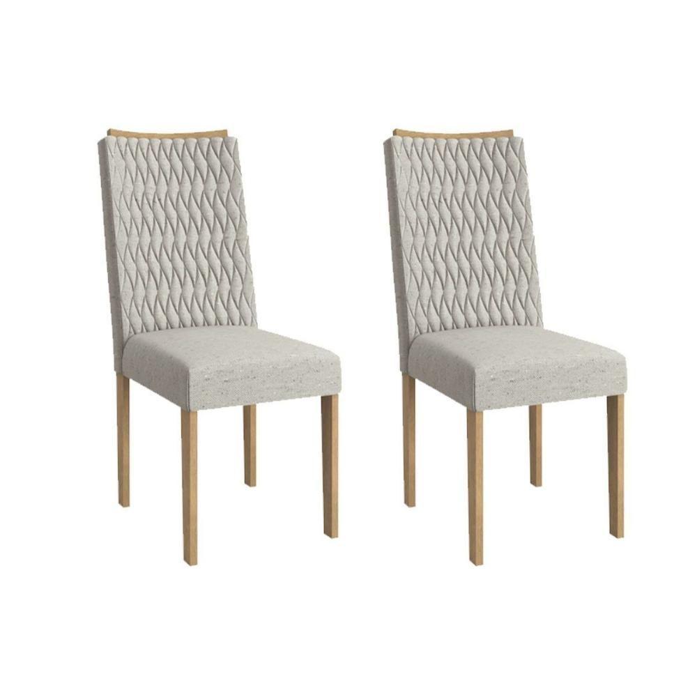 Kit 2 Cadeiras Sala Jantar Aura 2cad157 Madeirado 2 Un Carvalho-linho Bege Caqui - Kappesberg - 1