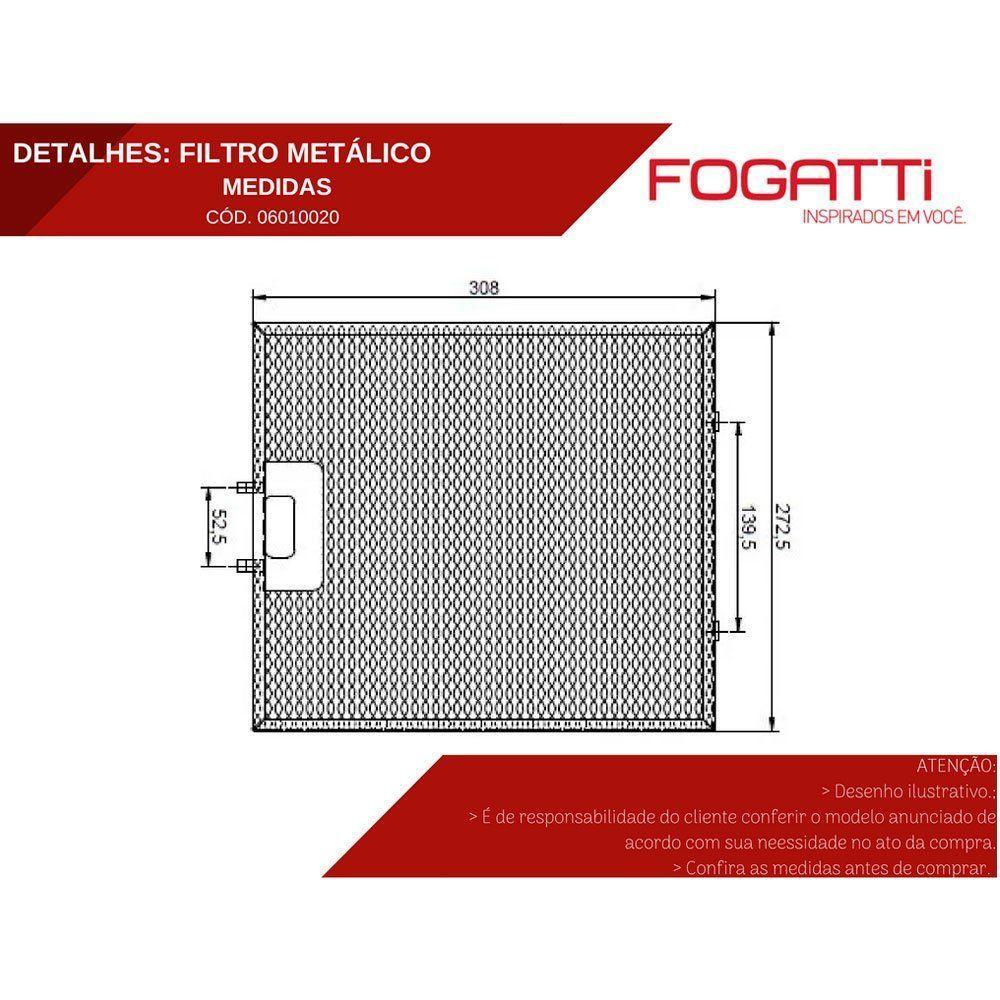 Filtro De Alumínio Metálico Lavável Para Coifas Fogatti Prata - 4