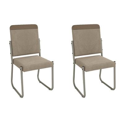 Cadeira Sala De Jantar Sicília 2c139nk Aço Kit 2 Un Niquel-linho Compose Bege - Kappesberg