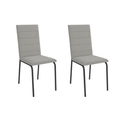 Cadeira De Cozinha Amsterdã 2c091 Aço Kit 2 Un Preto-boucle Cinza - Kappesberg