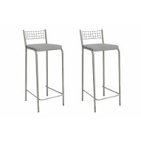 Banqueta Sala De Jantar Gênova 2b705nk Aço Kit 2 Un Niquel-boucle Cinza - Kappesberg - 1