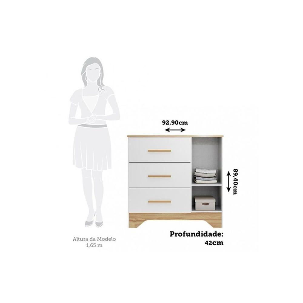 Cômoda Bebê Popy C- 1 Porta Cristal E 3 Gavetas Branco-amendoa - Peroba - 3