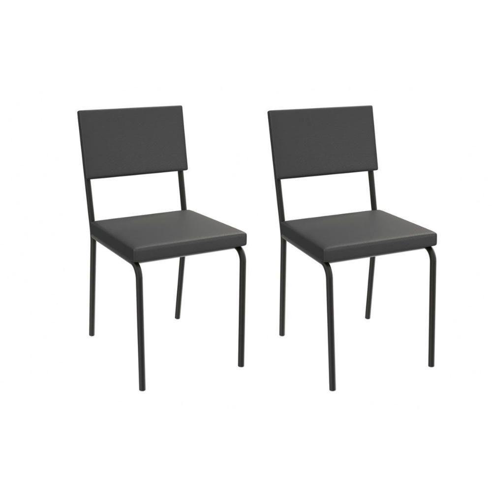 Kit 2 Cadeiras Sala Jantar Zaria 2c128prf Aço 2 Un Preto-ano Preto - Kappesberg - 1