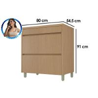 Gabinete De Cozinha Modulado C- Tampo Simone Mendes C- 1 Porta E 1 Gaveta 80cm Carvalho-greice - Nesher