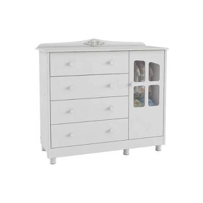 Cômoda Bebê Elô 4 Gavetas em MDF com Puxador Plástico Branco para Quarto
