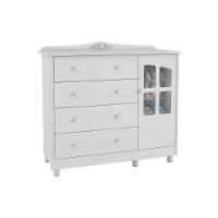 Cômoda Bebê Elô C- 1 Porta Cristal E 4 Gavetas Branco - Peroba - 1