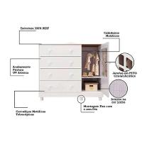 Cômoda Bebê Elô C- 1 Porta Cristal E 4 Gavetas Branco - Peroba - 7