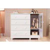 Cômoda Bebê Elô C- 1 Porta Cristal E 4 Gavetas Branco - Peroba - 9