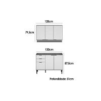 Cozinha Modulada Completa Alpha 2 Peças (1aéreo+1balcão) C2p53 Freijo-off White-preto - Carraro - 2