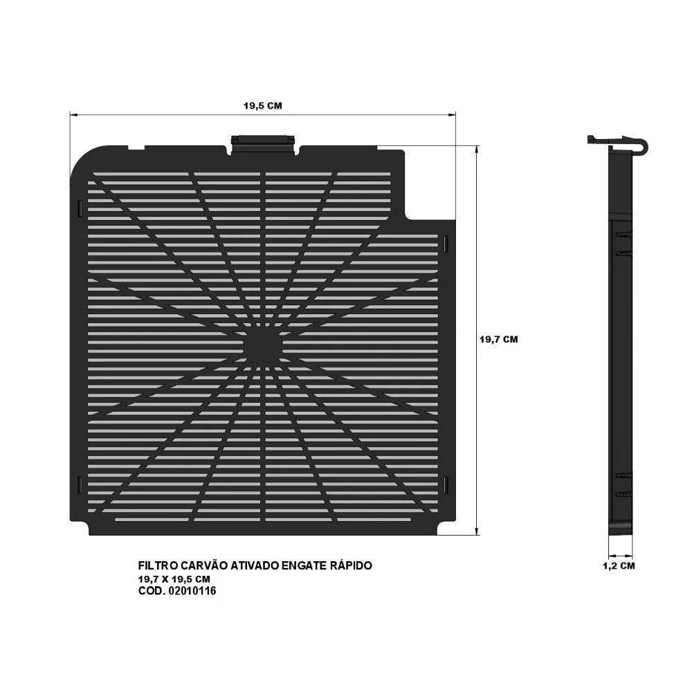 Kit Filtro Carvão Para Coifas Parede Slim - 2 Unidades Preto - 2