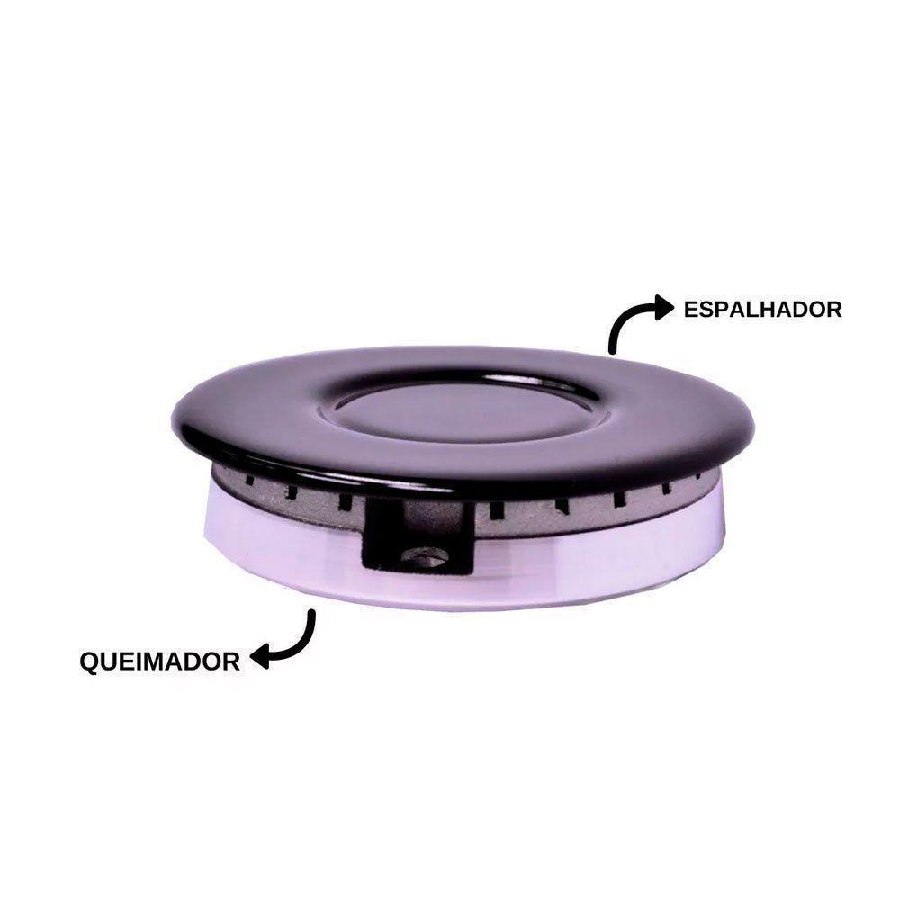 Kit Espalhador + Queimador Grande Para Cooktop - Sabaf Preto Com Alumínio - 2
