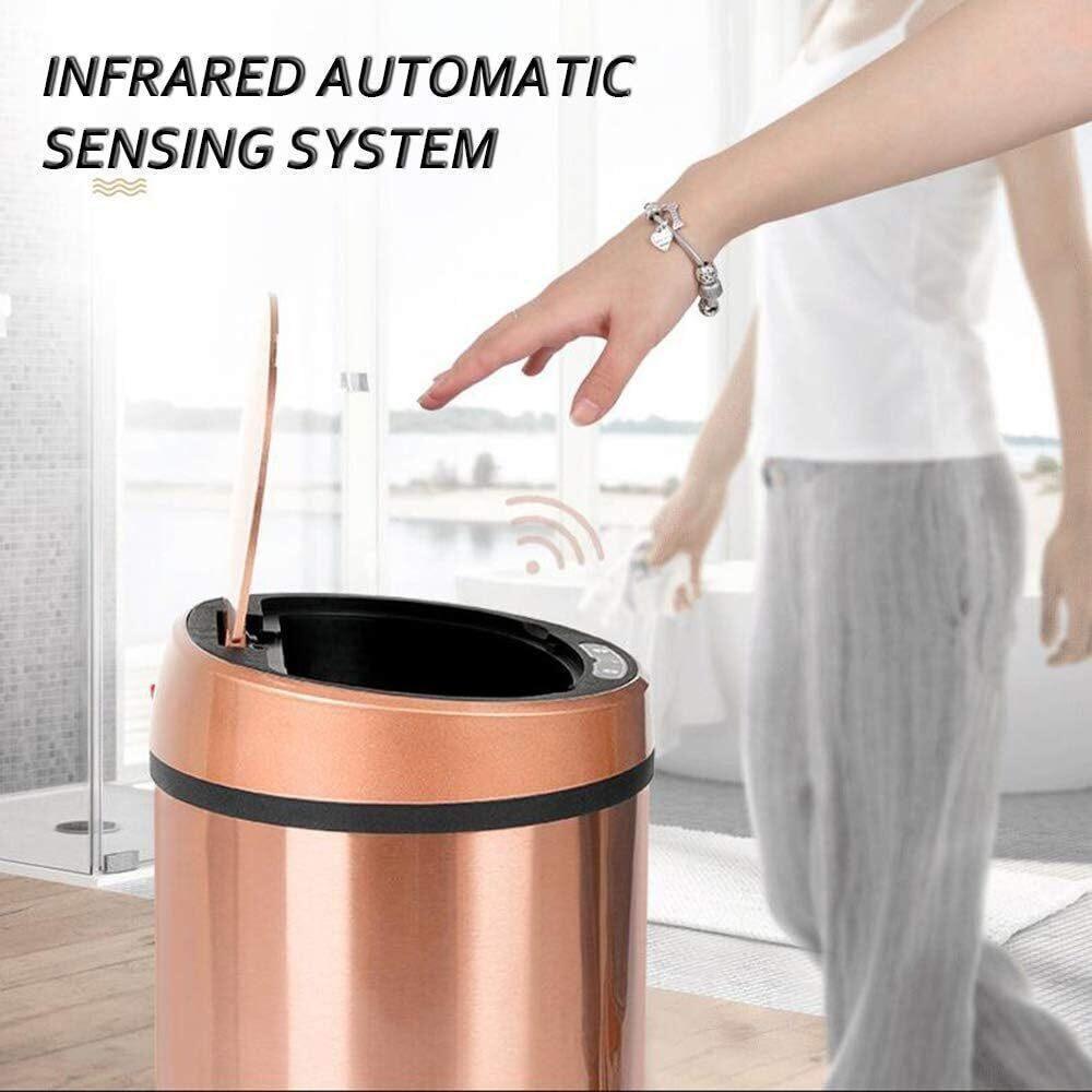 Lixeira Automatica Rose Gold Grande 12 Litros Sensor Inteligente Cozinha Banheiro Inox Cesto Lixo - 7