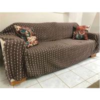 Manta Grande Para Sofá Cama 2 E 3 Lugares 2,50x1,80cm Capa De Sofa Gigante 100% Algodão Na Promoção Marrom-branco - 1